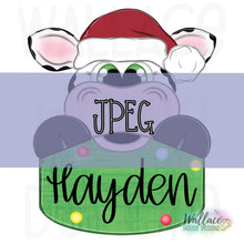Load image into Gallery viewer, Christmas Hat Cow Name Tag Sign JPEG