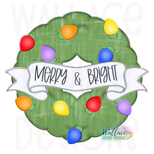 Load image into Gallery viewer, Merry and Bright Christmas Light Wreath JPEG