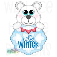 Load image into Gallery viewer, Hello Winter Polar Bear Snowflake Frame JPEG