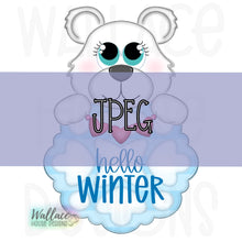 Load image into Gallery viewer, Hello Winter Polar Bear Snowflake Frame JPEG