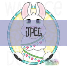 Load image into Gallery viewer, Llama Peekaboo Oval Frame JPEG