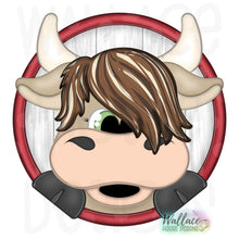 Load image into Gallery viewer, Highland Cow Peekaboo Round JPEG