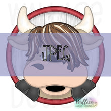 Load image into Gallery viewer, Highland Cow Peekaboo Round JPEG