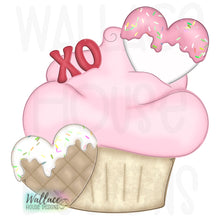 Load image into Gallery viewer, Hugs and Kisses Valentine Cupcake JPEG