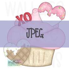 Load image into Gallery viewer, Hugs and Kisses Valentine Cupcake JPEG
