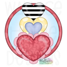 Load image into Gallery viewer, Heart Trio Stack Round Frame JPEG
