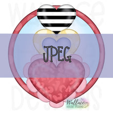 Load image into Gallery viewer, Heart Trio Stack Round Frame JPEG