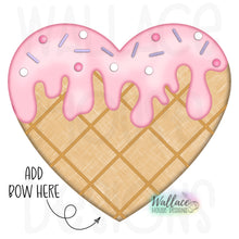 Load image into Gallery viewer, Topped with a Bow Frosted Waffle Cone Heart JPEG