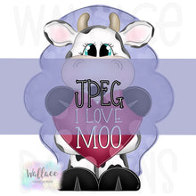 Load image into Gallery viewer, I Love Moo Valentines Cow JPEG