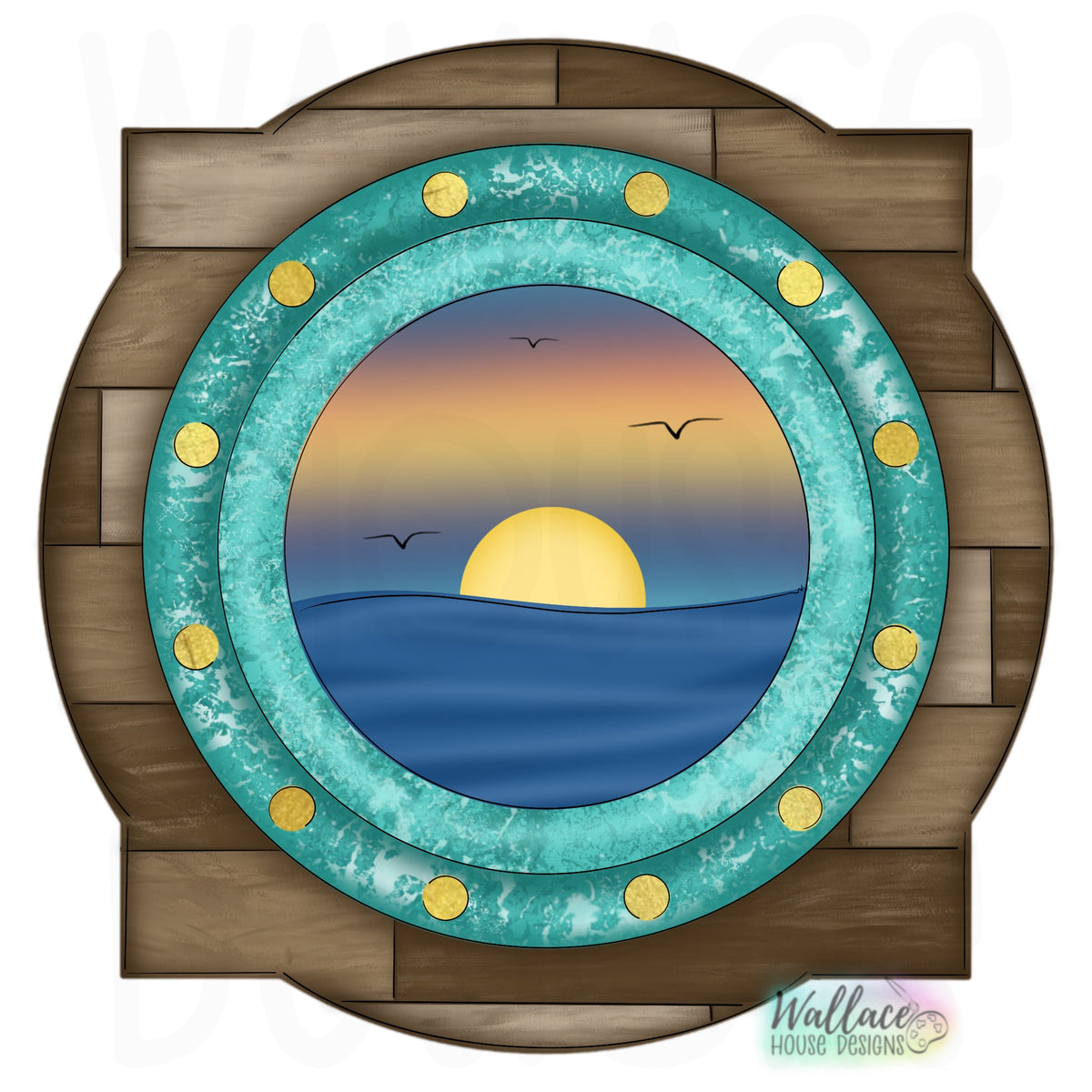 Ship Port Window Sunset Printable Template Wallacehousedesigns