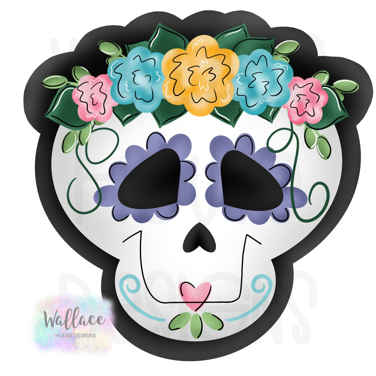 Floral Sugar Skull Printable Template – wallacehousedesigns