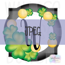 Load image into Gallery viewer, Gold and Shamrocks Quatrefoil Frame JPEG