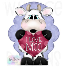 Load image into Gallery viewer, I Love Moo Valentines Cow JPEG