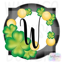 Load image into Gallery viewer, Gold and Shamrocks Quatrefoil Frame JPEG