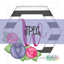 Load image into Gallery viewer, Rose Hexagon Monogram Frame JPEG