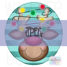 Load image into Gallery viewer, Reindeer Tangled Lights Round JPEG