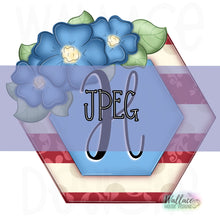 Load image into Gallery viewer, Patriotic Floral Hexagon Frame JPEG