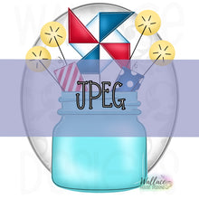 Load image into Gallery viewer, Patriotic Pinwheel Sparkler Mason Jar JPEG