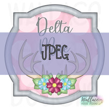 Load image into Gallery viewer, Floral Deer Rack Quatrefoil Frame JPEG