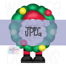 Load image into Gallery viewer, Santa Wreath Ribbon Feet JPEG 2 pc