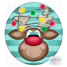 Load image into Gallery viewer, Reindeer Tangled Lights Round JPEG