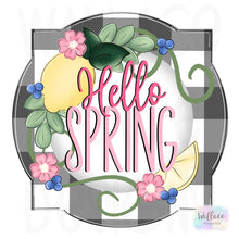 Load image into Gallery viewer, Virtual Paint Party - Hello Spring Blueberry Lemon Door Hanger