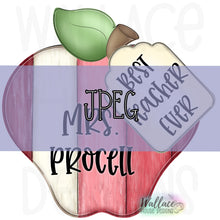 Load image into Gallery viewer, Best Teacher Ever Apple Tag JPEG