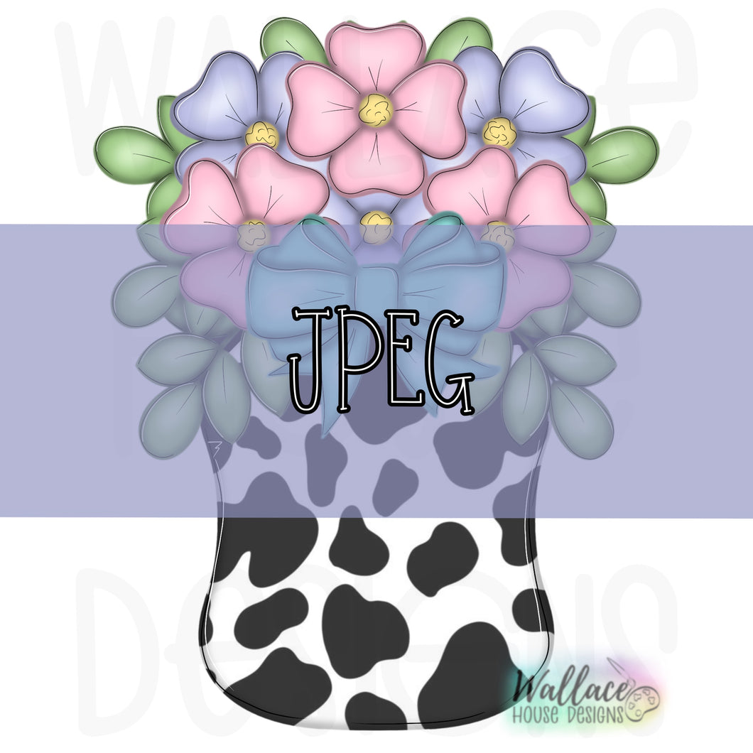 Floral Mason Jar with a Bow JPEG