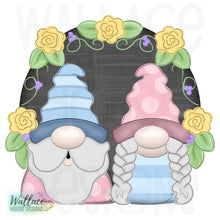 Load image into Gallery viewer, Gnome and Gnomette Floral Wreath JPEG
