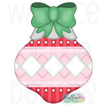 Load image into Gallery viewer, Argyle Christmas Ornament with a Bow JPEG
