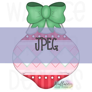Argyle Christmas Ornament with a Bow JPEG