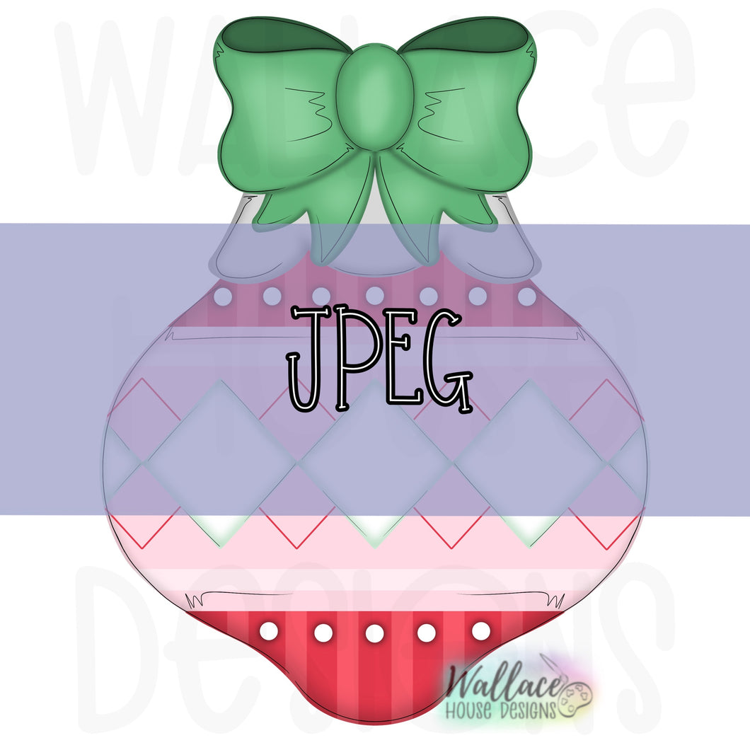 Argyle Christmas Ornament with a Bow JPEG
