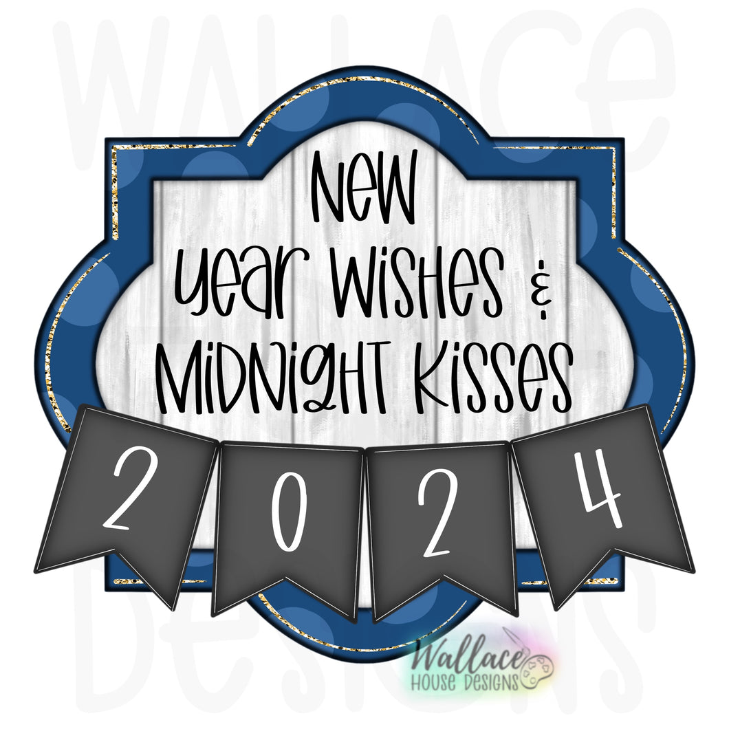 New Years Wishes Midnight Kisses Frame  Printable Template