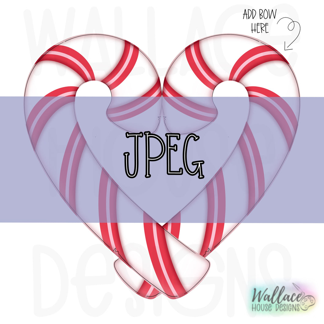 Top it with a Bow Candy Cane Heart JPEG