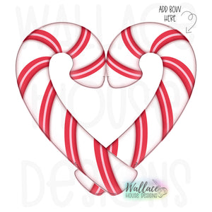 Top it with a Bow Candy Cane Heart JPEG