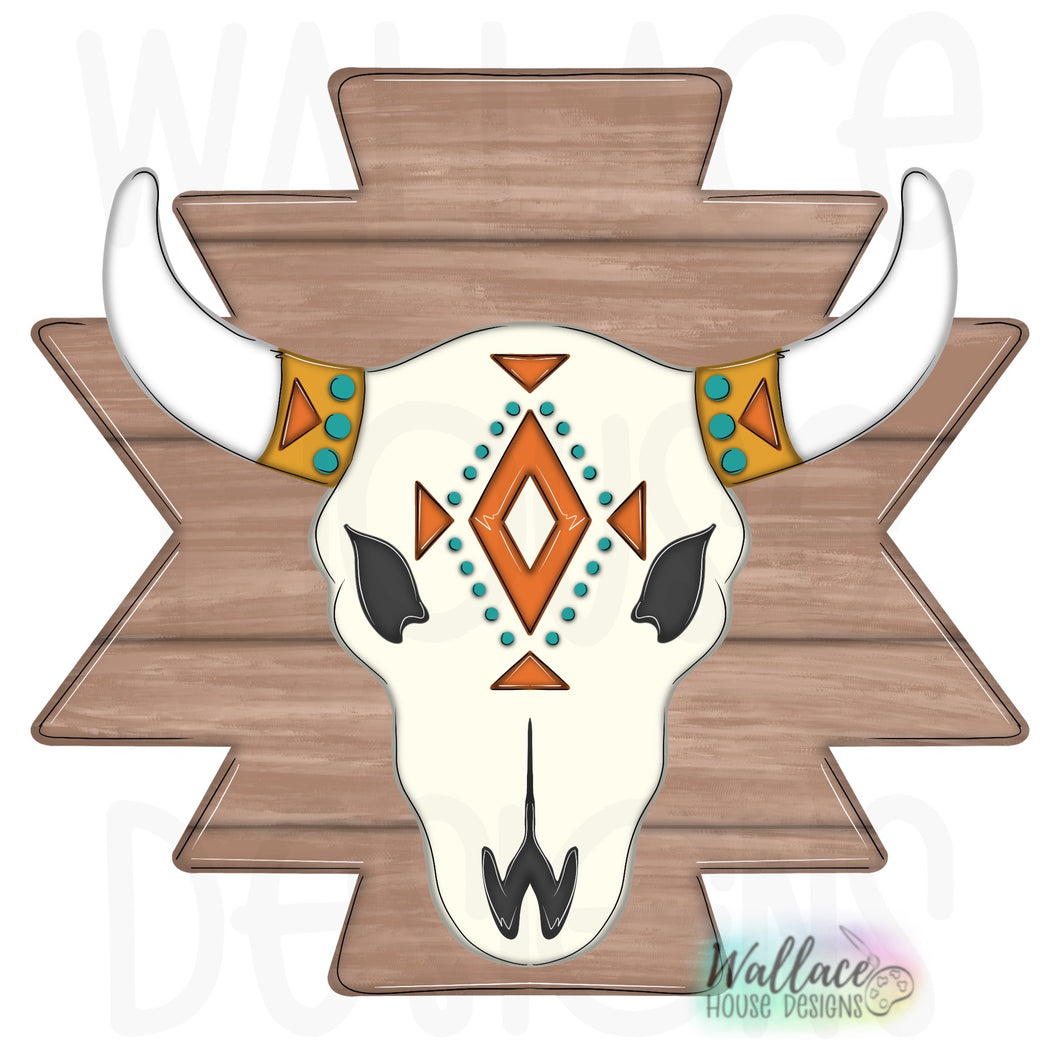 Aztec Bull Skull Printable Template