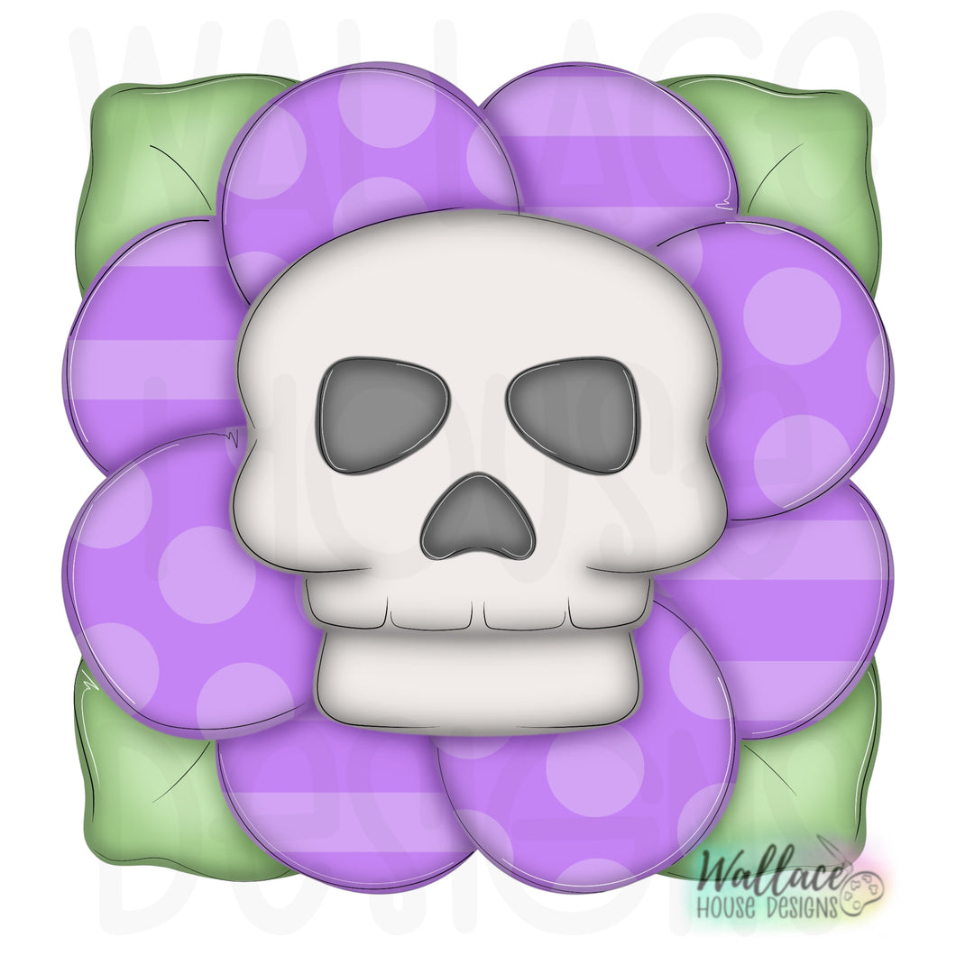 Retro Flower Halloween Skull Printable Template