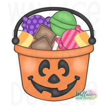 Load image into Gallery viewer, Trick or Treat Candy Bucket Jack o Lantern JPEG
