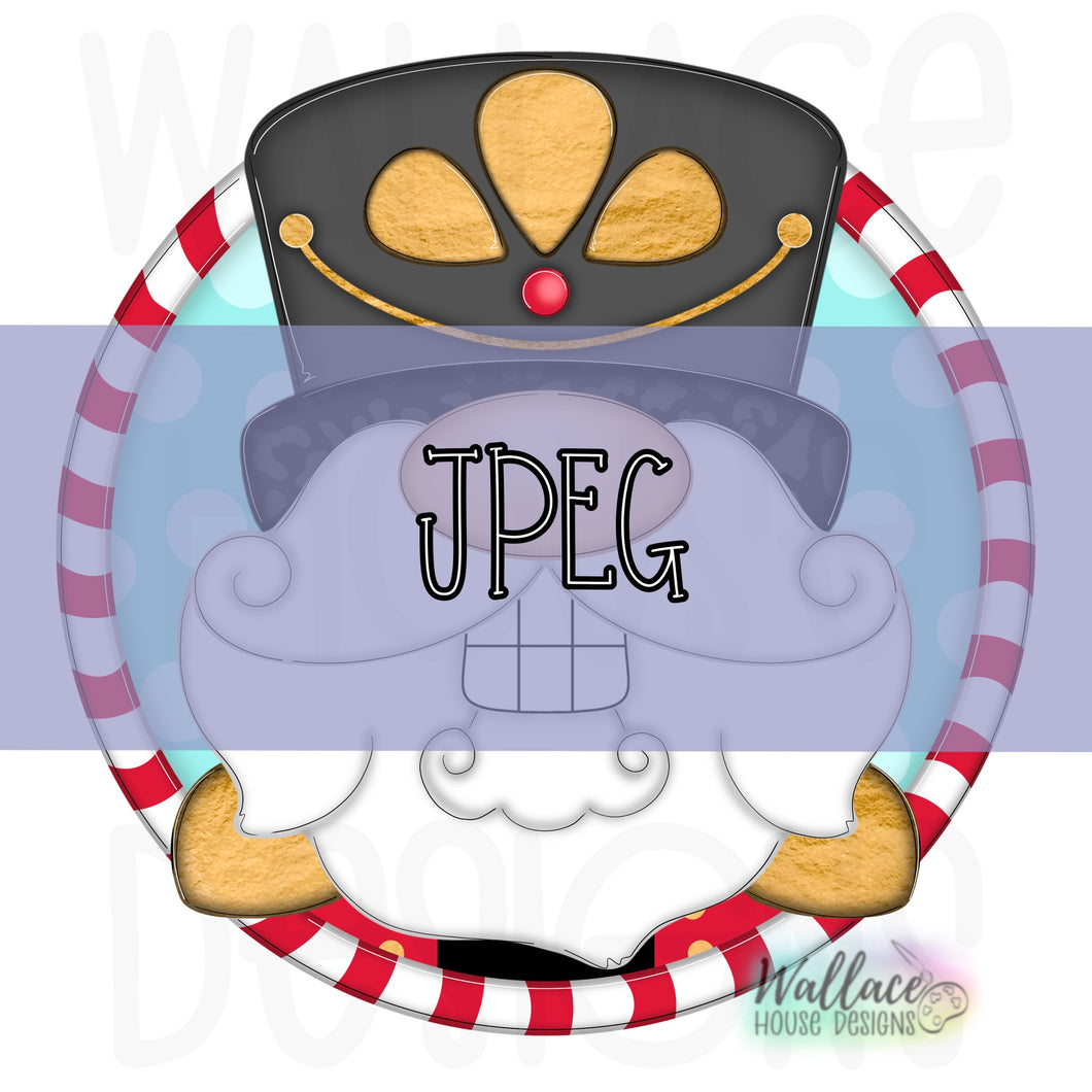 Nutcracker Gnome Peekaboo Round  JPEG