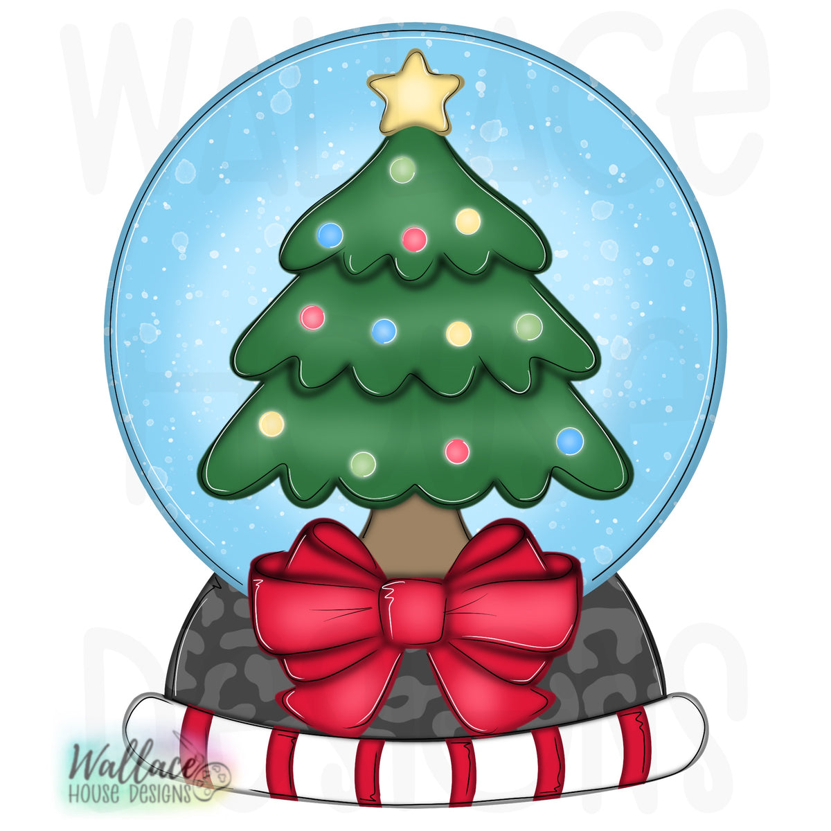 Christmas Tree Snow Globe Printable Template wallacehousedesigns