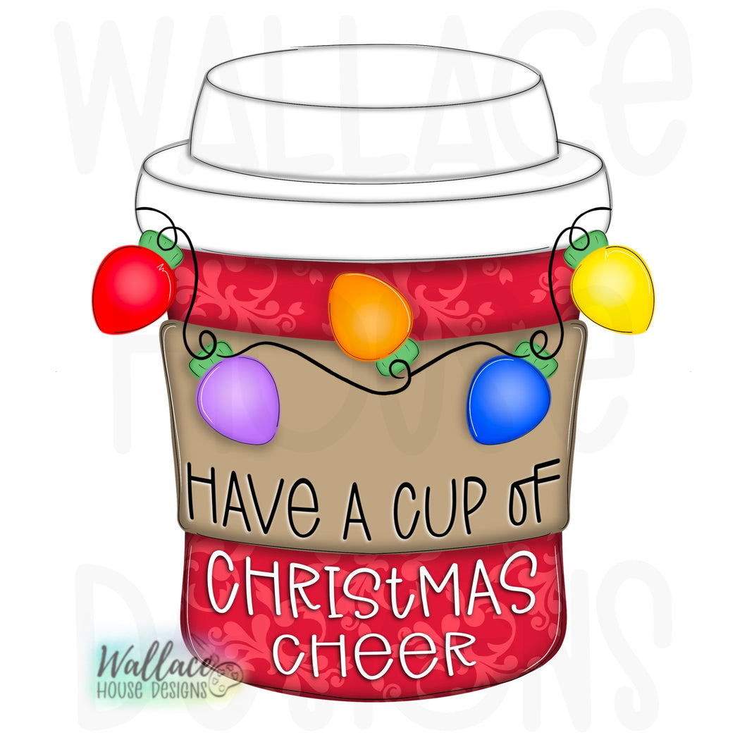Cup of Christmas Cheer Coffee with Lights Printable Template