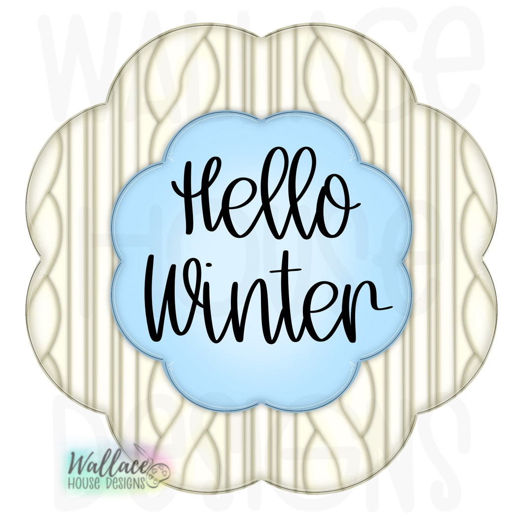 Hello Winter Sweater Frame Printable Template