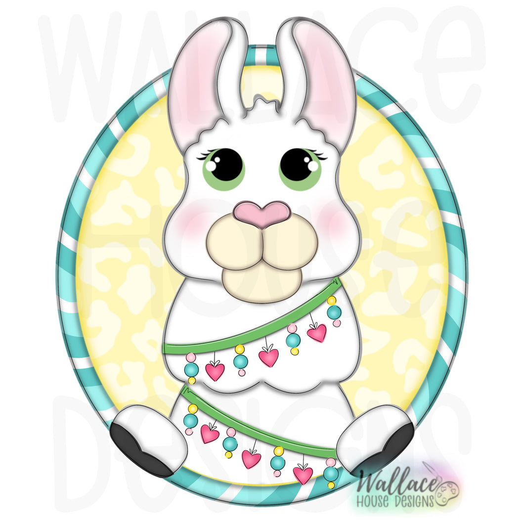 Llama Peekaboo Oval Frame  Printable Template