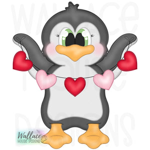 Valentine Heart Penguin Printable Template