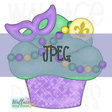 Load image into Gallery viewer, Mardi Gras Mask Cupcake JPEG
