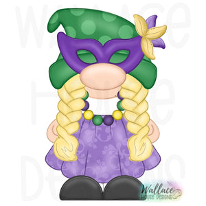 Mardi Gras Mask Gnomette Girl Printable Template