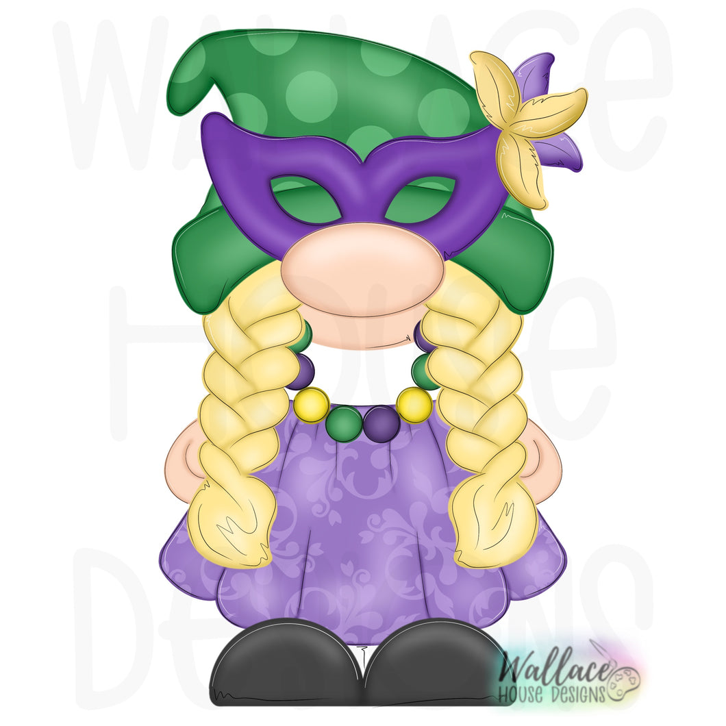 Mardi Gras Mask Gnomette Girl Printable Template