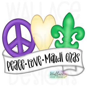 Peace Love Mardi Gras Banner Fleur De Lis Printable Template