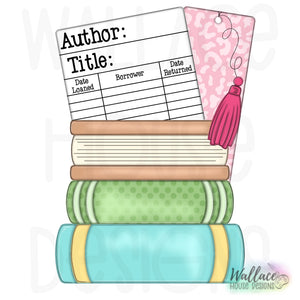 Library Card Book Stack Printable Template