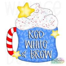 Load image into Gallery viewer, Red White and Brew Patriotic Coffee Mug JPEG
